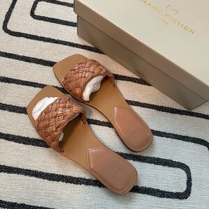 Marc Fisher Tan Woven Leather Sandals
